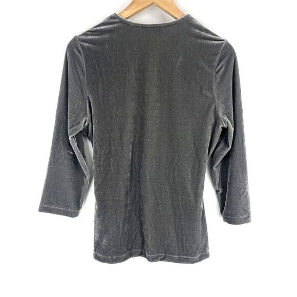 Soft Surroundings Top Size Medium Gray Velvet Alyssa Stretch Knit Top Shoreline - Picture 4 of 6